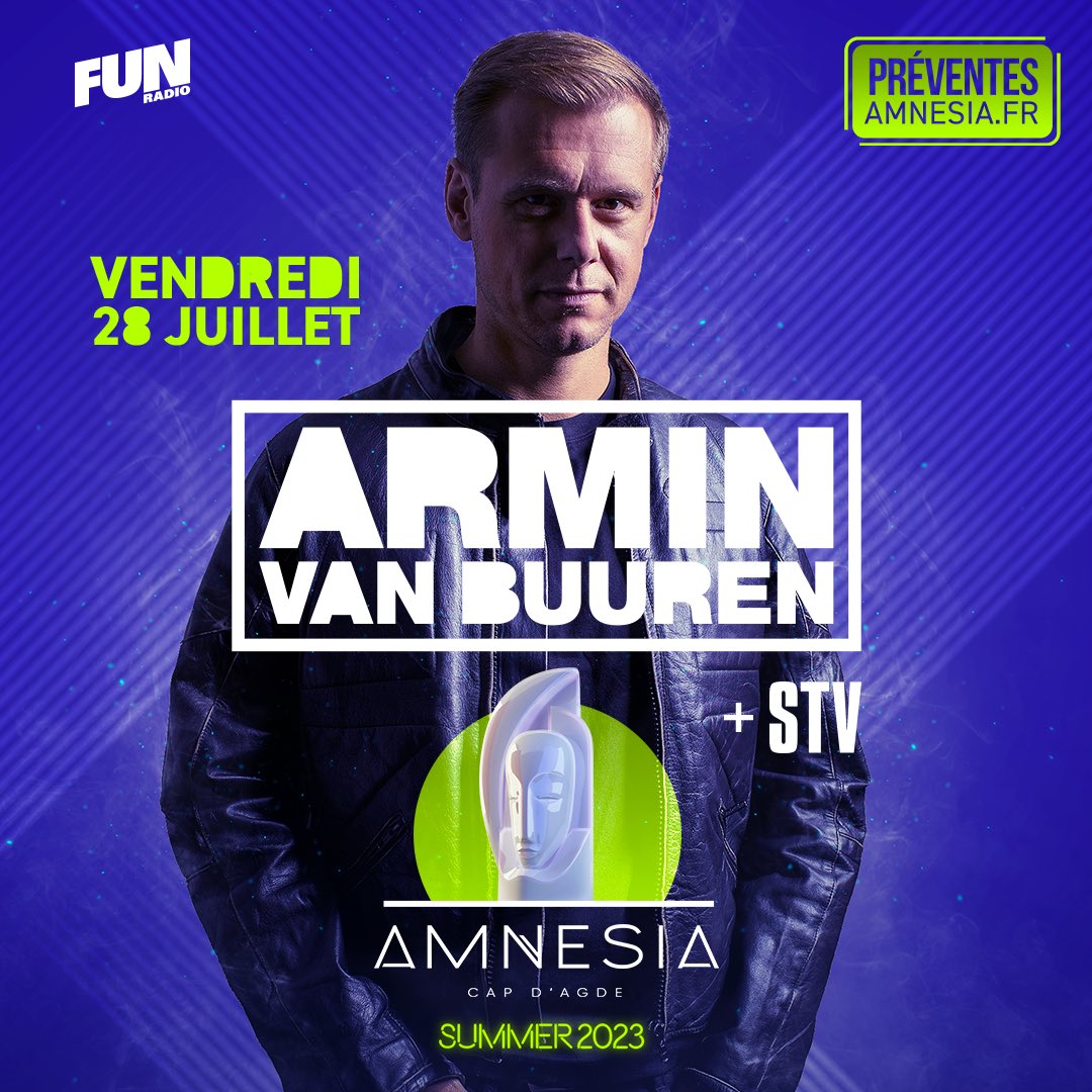 Amnesia (@amnesiacap) on Twitter photo Ce soir <a href="/arminvanbuuren/">Armin van Buuren</a> <a href="/amnesiacap/">Amnesia</a> #summer2023 <a href="/funradio_fr/">Fun Radio France</a> + d’infos et Tickets 🎟️ sur amnesia.fr Ce soir <a href="/arminvanbuuren/">Armin van Buuren</a> <a href="/amnesiacap/">Amnesia</a> #summer2023 <a href="/funradio_fr/">Fun Radio France</a> + d’infos et Tickets 🎟️ sur amnesia.fr
