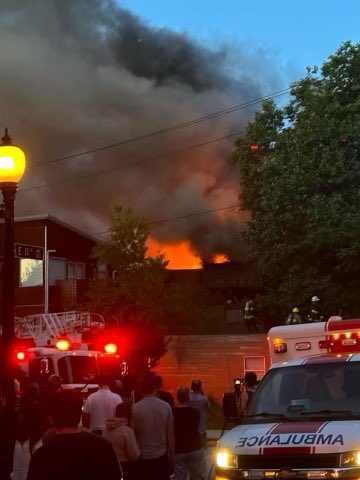 Three alarm fire in Vancouver.  Many ambulances.  10th and Guelph in Mount Pleasant.  They just cut power.  Hope all are ok 🙏