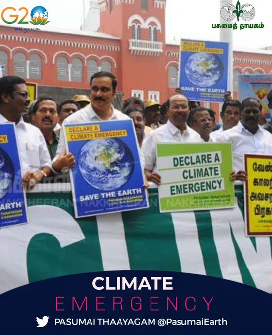 PasumaiEarth's tweet photo. In the lead up to the G20 &amp; COP28, @PasumaiEarth demands the following:

Make a #ClimateSolidarityPact
Phase-out ALL FOSSIL FUELS
Ensure a JUST ENERGY TRANSITION
Ensure CLIMATE JUSTICE

#G20India
#GoBackNLC https://t.co/5Fy6jhr9LH