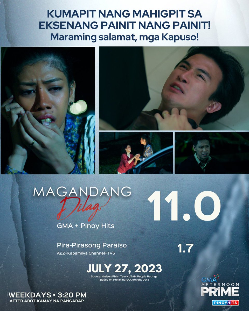GMADrama's tweet photo. Lubos na pasasalamat sa inyong walang sawang pagsuporta, mga Kapuso! 💖

Panoorin ang #MagandangDilag tuwing 3:20 PM sa GMA Afternoon Prime! https://t.co/nZn0O22pLU