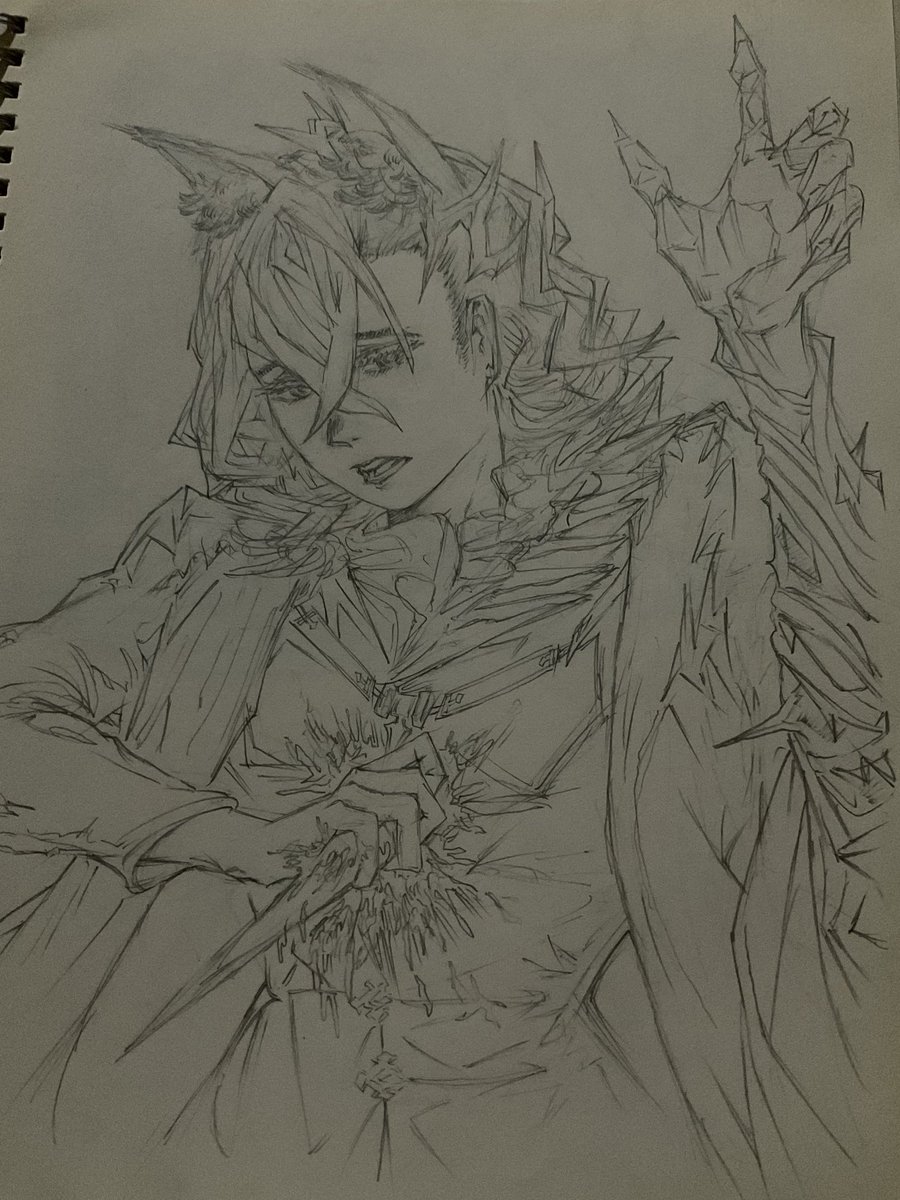 Decrease_24's tweet photo. Stabbing herself for some reason dont ask me. The voices spoke, I just followed. 

#Arknights #Penance #Art #Traditional https://t.co/EsGarrlJPf