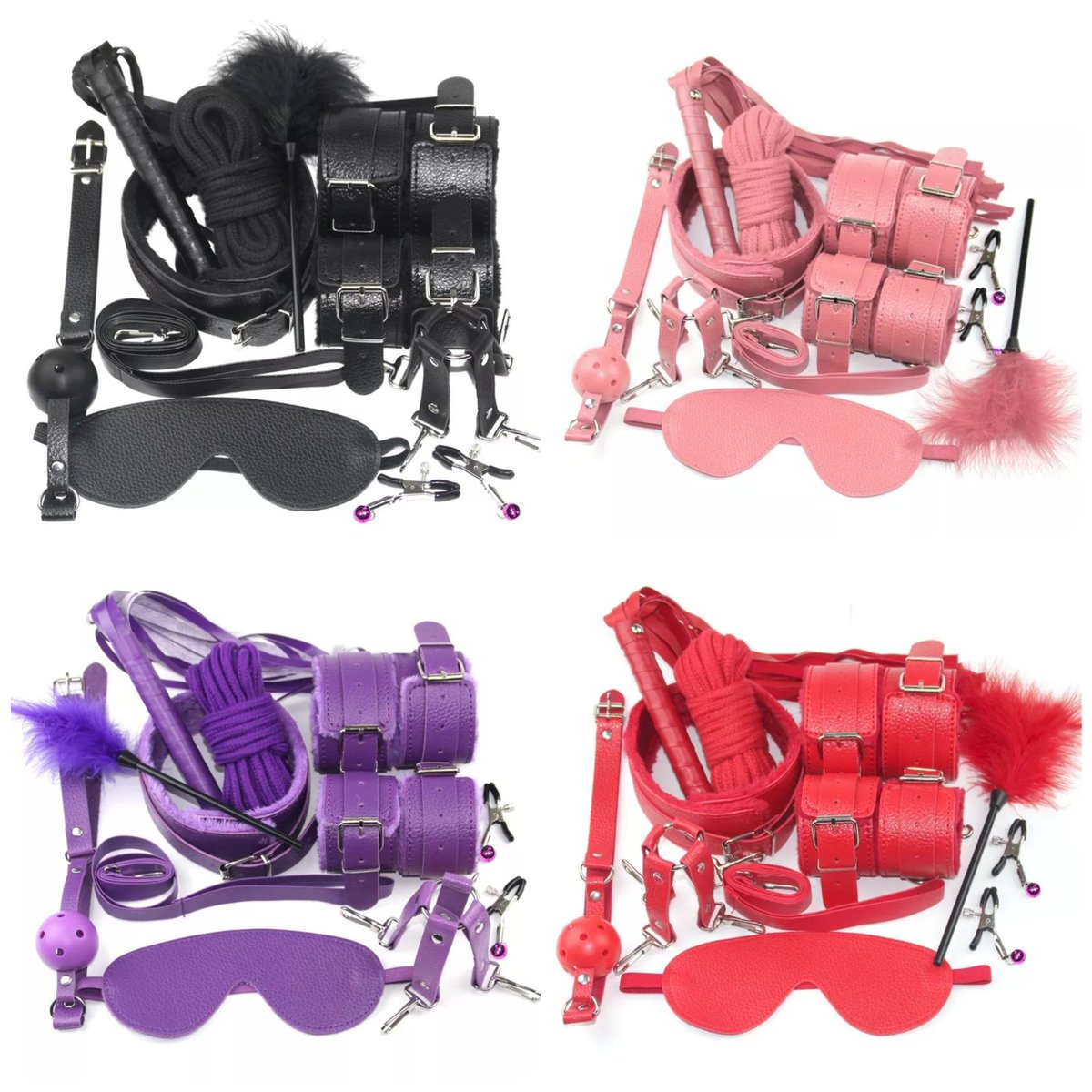 meaw_secretshop's tweet photo. #BDSM เซ็ทพันธนาการหรรษาชุดใหญ่ 10 ชิ้น จัดหนักจัดเต็ม เพิ่มความเร้าใจ ❤️❤️❤️ 

มี 4 สี : ชมพู / ดำ / แดง / ม่วง

✨ ราคา 490 บาท ✨

ค่าส่งเอกชน 40 บาท
#ของเล่นผู้���หญ่
#พร้อมส่งในไทย
#ร้านแมวเหมียว
#meaw_secretshop https://t.co/VifEul2hcN