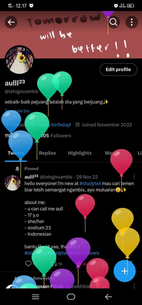 letsgooambis's tweet photo. hari ini ada banyak balon😻😻 #LevelUp #18yo https://t.co/prZk4pegtP