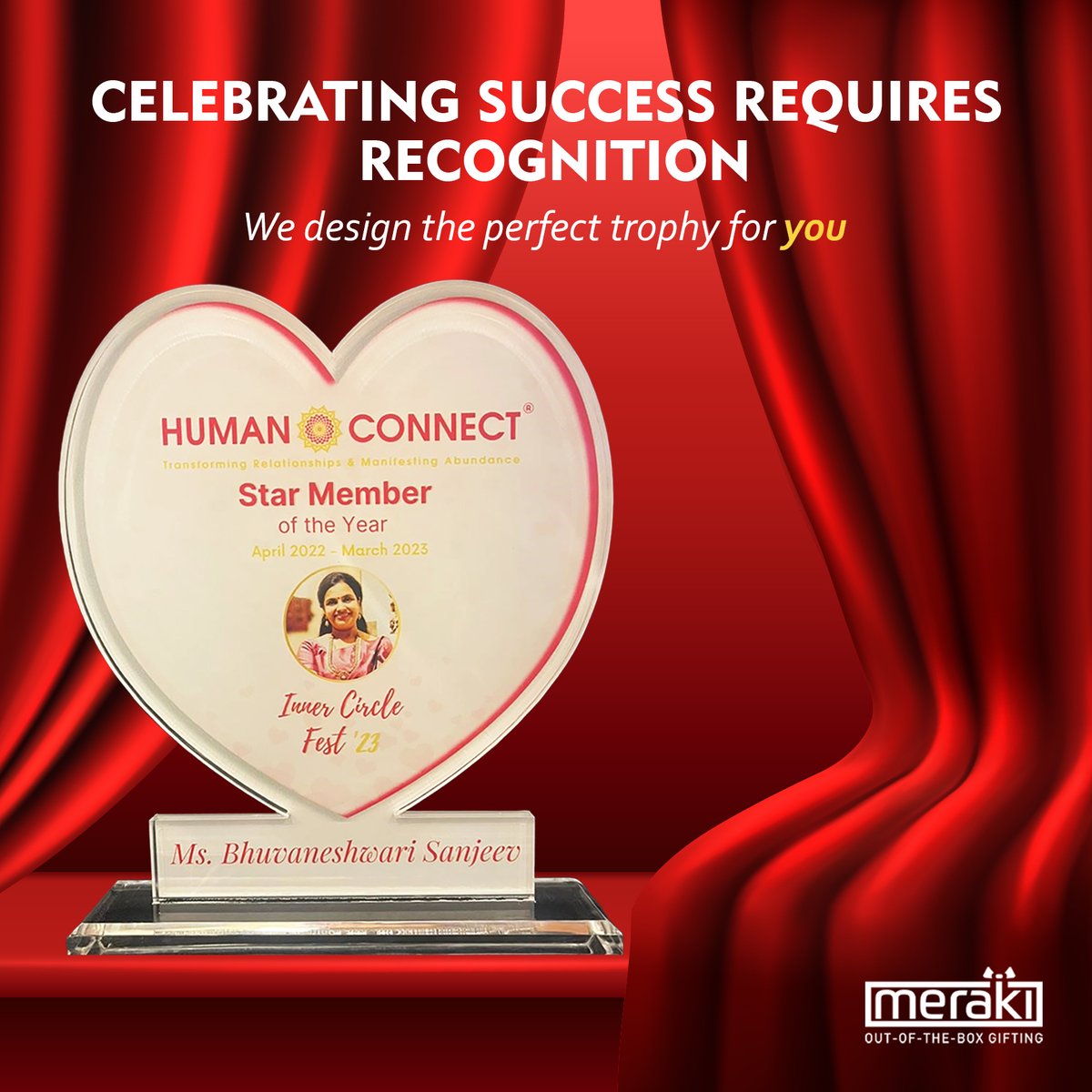 Meraki_Merch's tweet photo. Celebrating Success Requires Recognition
We take great joy in personalizing this trophy for our delighted client #Humanconnect , ensuring it reflects their unique achievements and brings a lasting sense of happiness.
#merakimerchandising #trophycustomization #corporategifting https://t.co/DBg6Q1EbMy