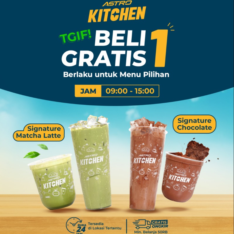astronauts_id's tweet photo. Maget harus beraktivitas di hari kejepit?🥲

Biar magernya hilang, mending #JajanSatSet di Astro Kitchen. Lagi ada promo “Beli 1 Gratis 1” untuk menu pilihan lho!😋

#AstroinAja sekarang, klik banner di bawah!👇🥰