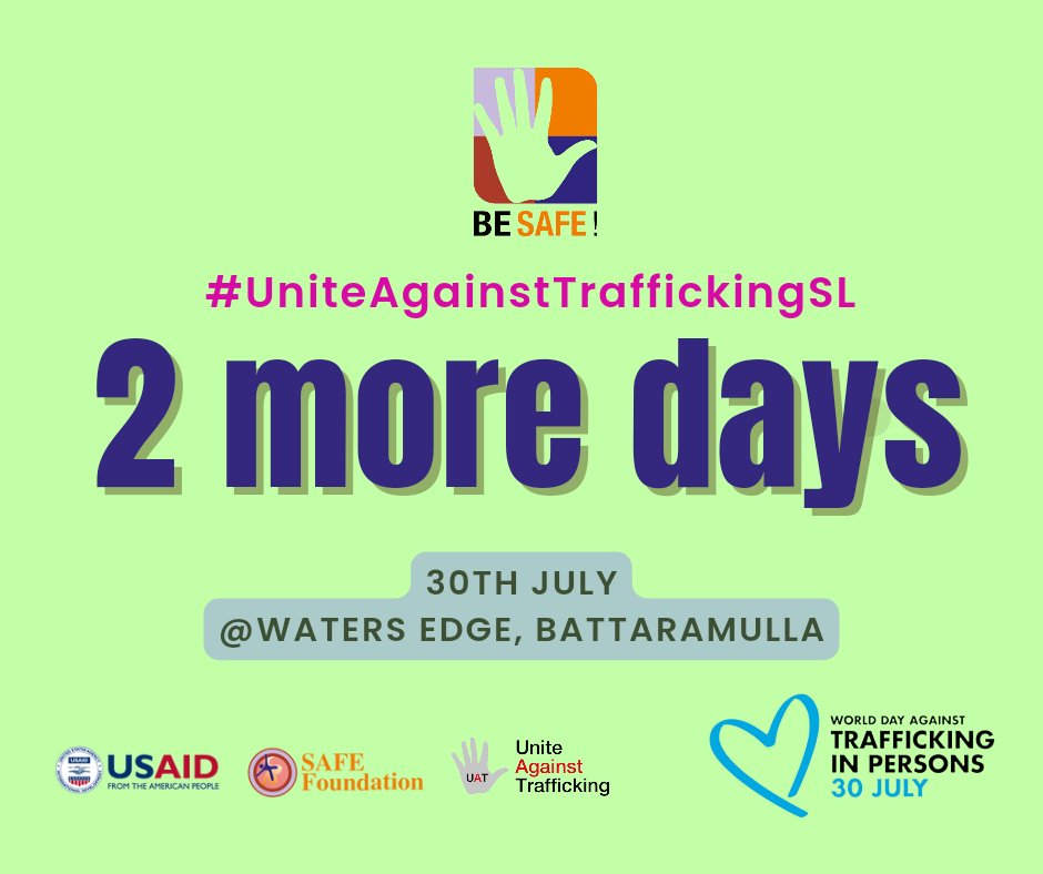 SAFEFoundation1's tweet photo. මිනිස් වෙළඳාමට එරෙහිව එක් වන්න #EndHumanTrafficking #UniteAgainstTraffickingSL #SriLanka https://t.co/PIm5sXsvHM