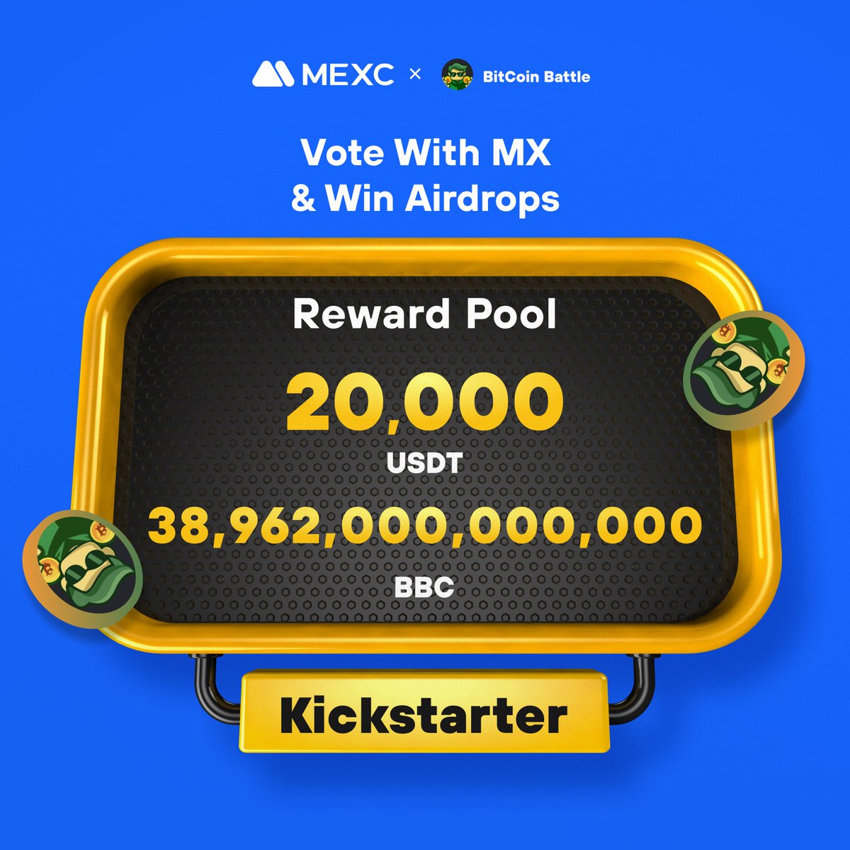 MEXC's tweet photo. .@BCBattle, is a play-to-earn game, is coming to #MEXCKickstarter 🚀

💰Vote with $MX to share 38,962,000,000,000 $BBC + 20,000 $USDT airdrops
📈 bbc/USDT listing: 10:00 Jul 29 (UTC) 

Details: https://t.co/fsWlc6wGB3 https://t.co/yW3iJlj29q