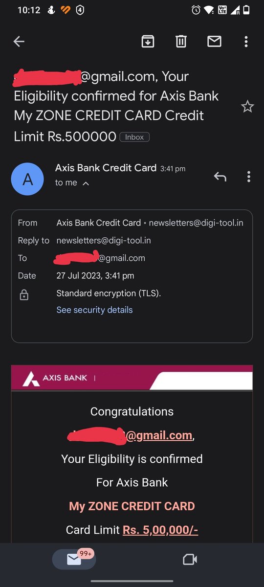 debanu_93's tweet photo. @AxisBank @AxisBankSupport been getting emails from this ID as shown on these screenshots. One of them also includes your letterhead and claims i asked for a credit card. I have never asked for these services or any loan. Pls take a look at these fraudulent entities. https://t.co/UA0CfNU3UN