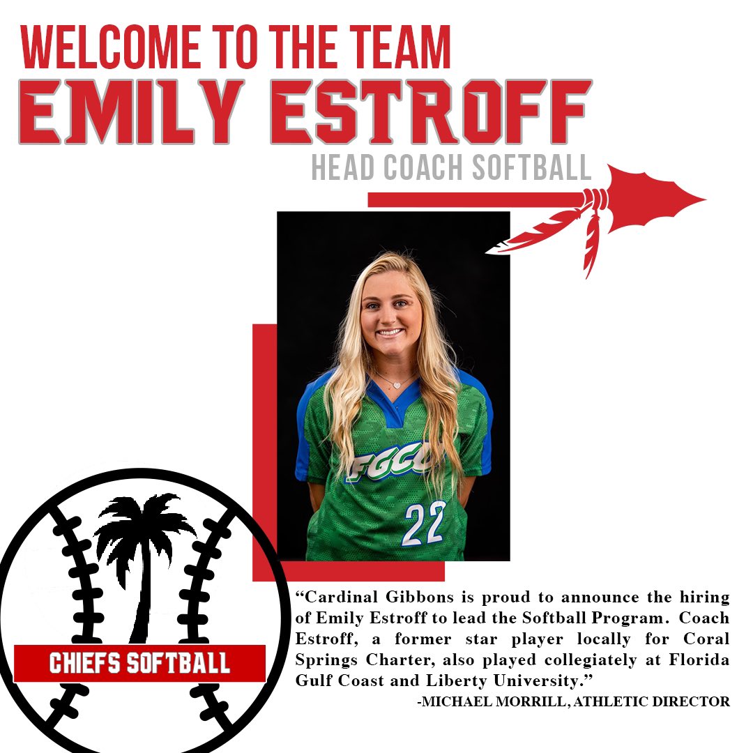 We are excited to welcome Coach Emily Estroff to the Cardinal Gibbons family!! @emilyestroff @CGHSFL