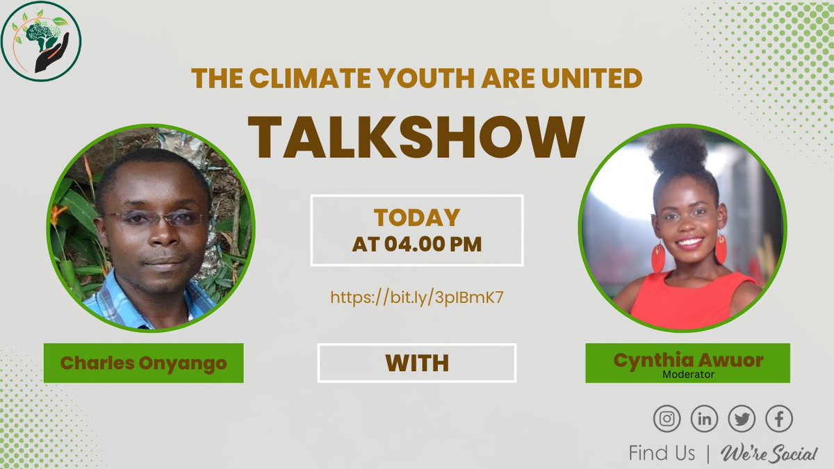 YAHI_AFRICA's tweet photo. 📅 Today is the day! Join us for "The Climate Youth Are United: Act Now for a Sustainable Future" talk show at 4:00 PM EAT. Register now ➡️ https://t.co/KqvGPy1V2o
 and join the meeting ➡️https://t.co/dC1coPuYCL. 

See you there! 🌍🎙️ #ClimateYouth #Sustainability #TalkShow #YAHI https://t.co/YPTHXtKFOn