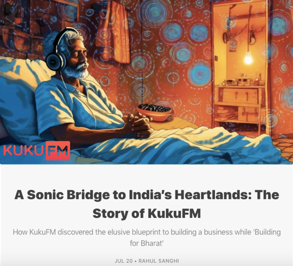 RahulSanghi1's tweet photo. ICYMI last Friday we dropped a new edition of Tigerfeathers featuring the incredible story of @KukuFMOfficial 🎧📻📚

It's as close to a crash course on India and The Indian Consumer you're likely to find anywhere, and it's easily one of my favourite pieces we've done so far... https://t.co/lhbEbQjY1F
