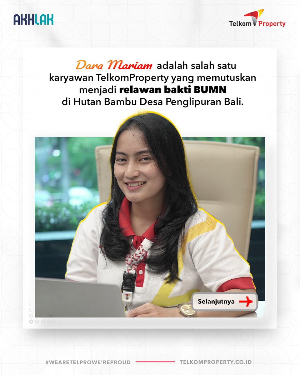 _telkomproperty's tweet photo. Sebagai bentuk dedikasi untuk negeri, Dara Mariam berkeinginan membantu masyarakat melalui program relawan BUMN.
Yuk, simak kisahnya~ We Are Telpro, We're Proud!
#TelkomProperty
#TechLedPropertyCompany
#WeAreTelproWeAreProud https://t.co/oTEvFqtTJA