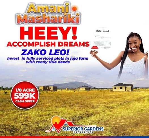 juliawanjirunj3's tweet photo. HEEY!
Accomplish Dreams
ZAKO LEO
Invest in fully serviced plots in Juja farm with ready title deeds
#AmaniGardens
@SUPERIORAMANI#Worldcoin
Aliens My Twitter Kimani Ichungwa 
Toi market
#MainaAndKibgangi https://t.co/VSDYbGGIw1