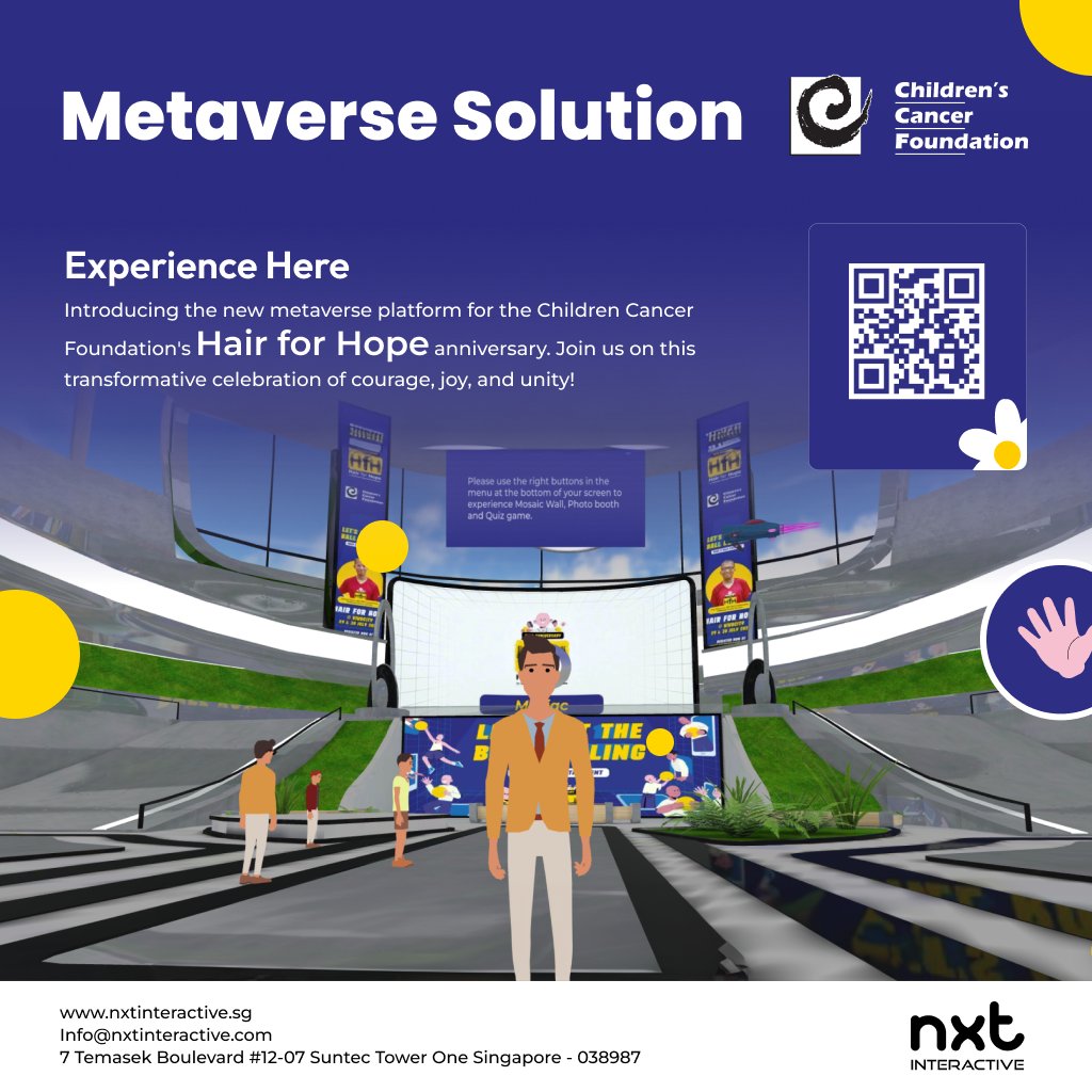 #nxtinteractive #singapore #developed a fully #customised #metaverse for #ccf Please scan the #qrcode to #experience the #future of #virtual #events

#meta #digitalart #art #virtualreality #vr #web #virtualbusiness #3d #virtualworlds #design #livestreaming #live #videostreaming