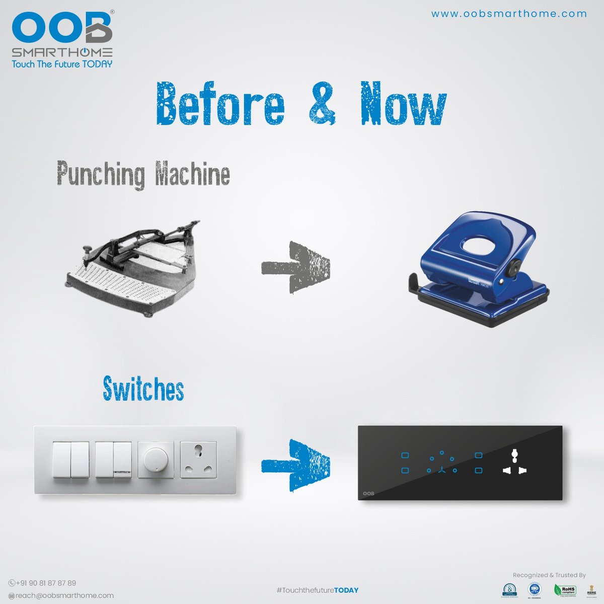 #OOBSmarthome – Before & now - #Punchingmachine
.
for quick inquiry call on: +91 9081 8787 89
.
.
#Punchingmachine #connectedhome #SmartHomes #smarttechnology #innovation #luxuryhomes #smarthomesystem #homeautomation #touchswitch #TouchSwitches #DesignerTouchSwitches #HomeDecor