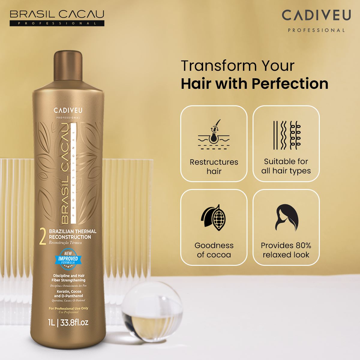 Transform your hair with Brasil Cacau Brazilian Thermal Reconstruction - the key to manageable locks.
#BrazilianThermalReconstruction #HairTreatment  #StraightHair #FormaldehydeFree #Keratintreatment #FrizzFreeHair #CadiveuProfessional #CadiveuIndia #CadiveuLovers #Cadiveu