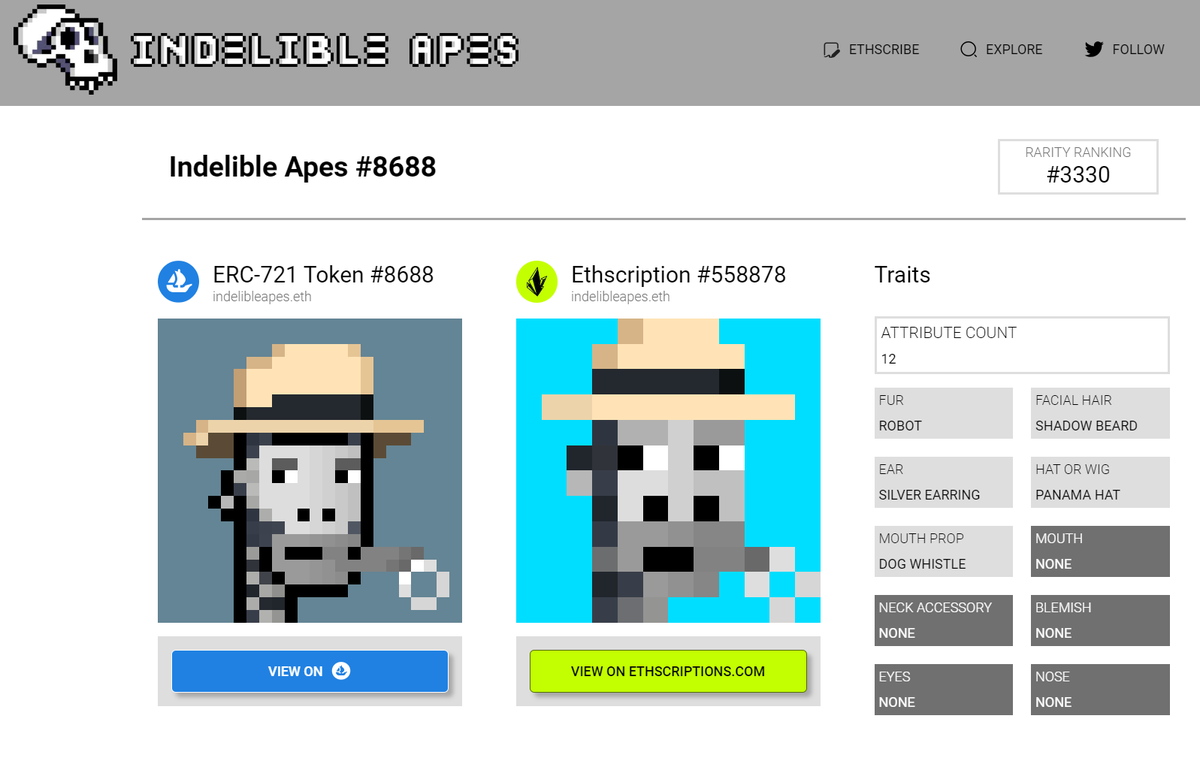 Just finished testing the forthcoming site update - bringing the side-by-side asset viewer to life soon! Ethscribing now at indelibleapes.com
<a href="/ethscriptions/">Ethscriptions</a>