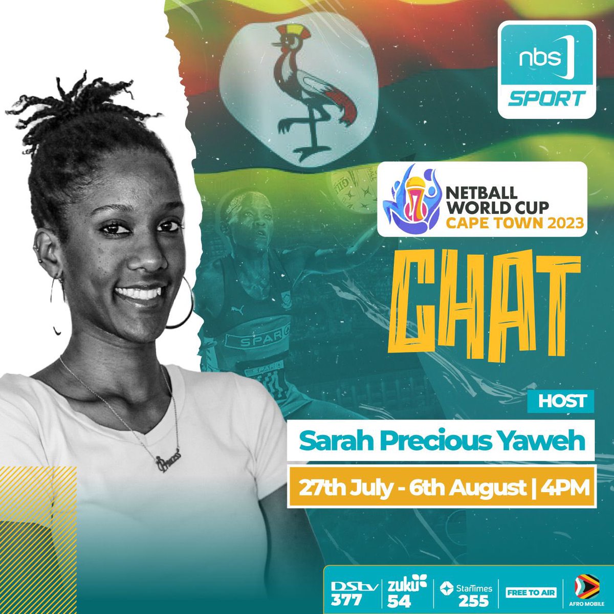 SeraYaweh's tweet photo. This is the day that the Lord has made! @shecranes256 and @GazellesUG will be playing their first games at the #NetballWorldCup and #AfroBasketWomen  respectively. I’ll be hosting the Netball World Cup Chat Show on @NBSportUg every day from 4-5🤗 https://t.co/WOHdyTNQou