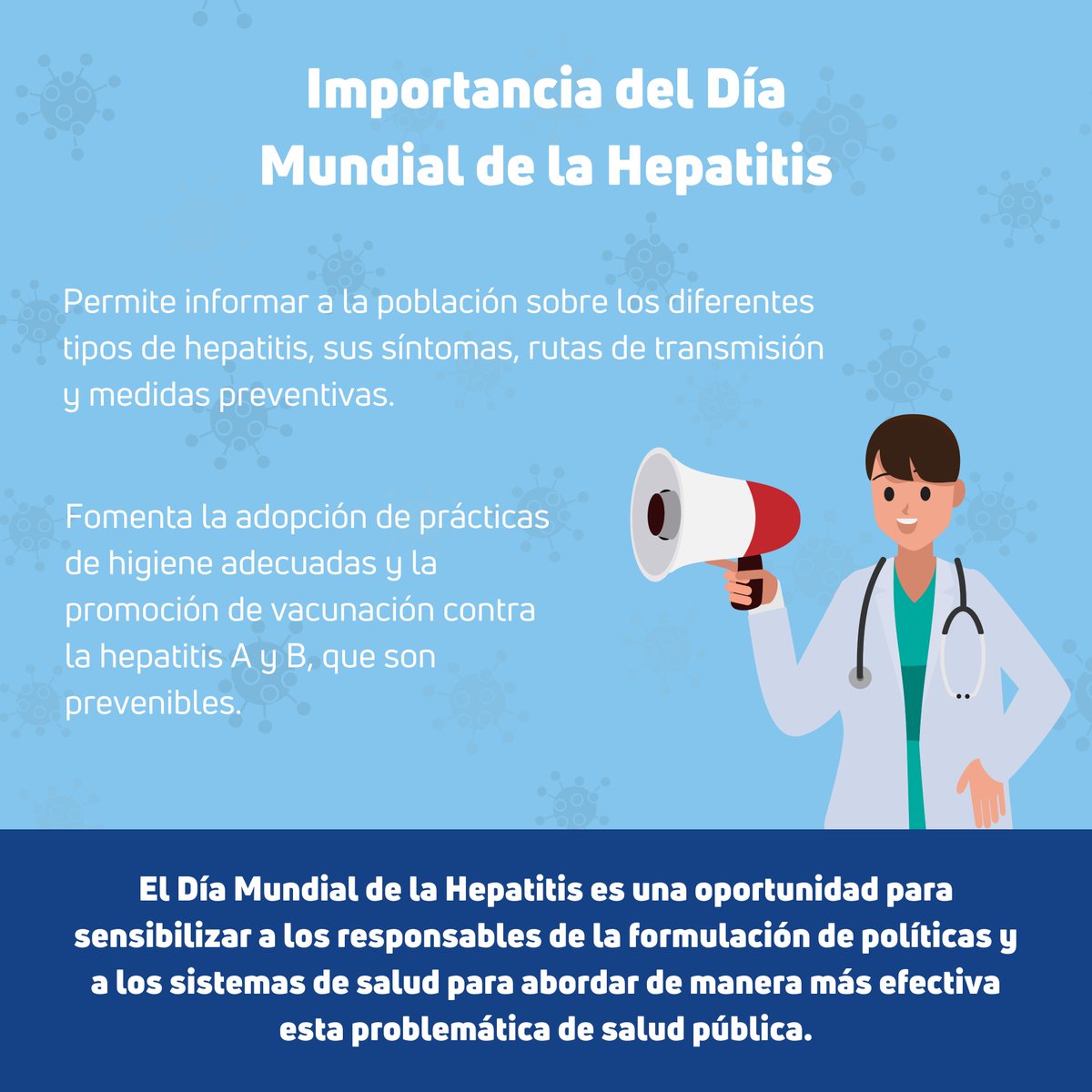 🌍 Hoy celebramos el #DíaMundialDeLaHepatitis para aumentar la conciencia sobre esta enfermedad del hígado que afecta a millones de personas en todo el mundo. 

 #HepatitisAwareness #SaludGlobal