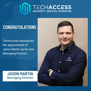 TechAccess_'s tweet image. TechAccess announces the appointment of Jaxon Martin as its new Managing Director.
Visit techaccess.co.za/news-insights/