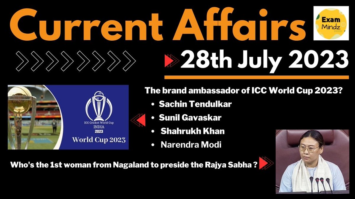 ExamMindz's tweet photo. 28 July 2023 | Current Affairs | Current Affairs Today | MCQ | @ExamMindz
https://t.co/jnfPbFnpQ2
#CurrentAffairsToday #DailyCurrentAffairs #currentaffairs2023 #currentaffairs #currentaffairsrevision #ExamMindz #dailycurrentaffairs #dailycurrentaffairsinhindi #currentgk https://t.co/hIUgRuLgYn