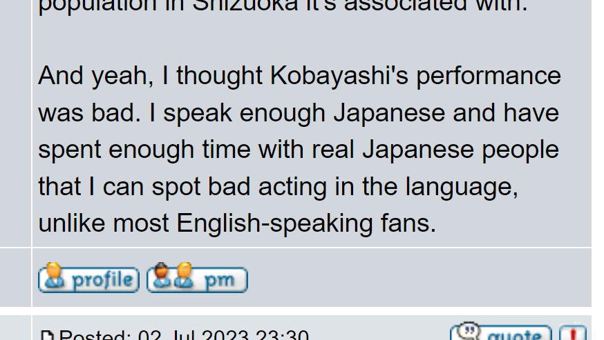 kiyuri_P's tweet photo. also this is literally the first time i've seen someone say that Aikyan's performance as Yohane is bad??? bad acting??????? (you'd have to find a hater to even get this wild take from JP fans)

yes, this is Caitlin Moore, because of course https://t.co/MSUFdk32Hv
