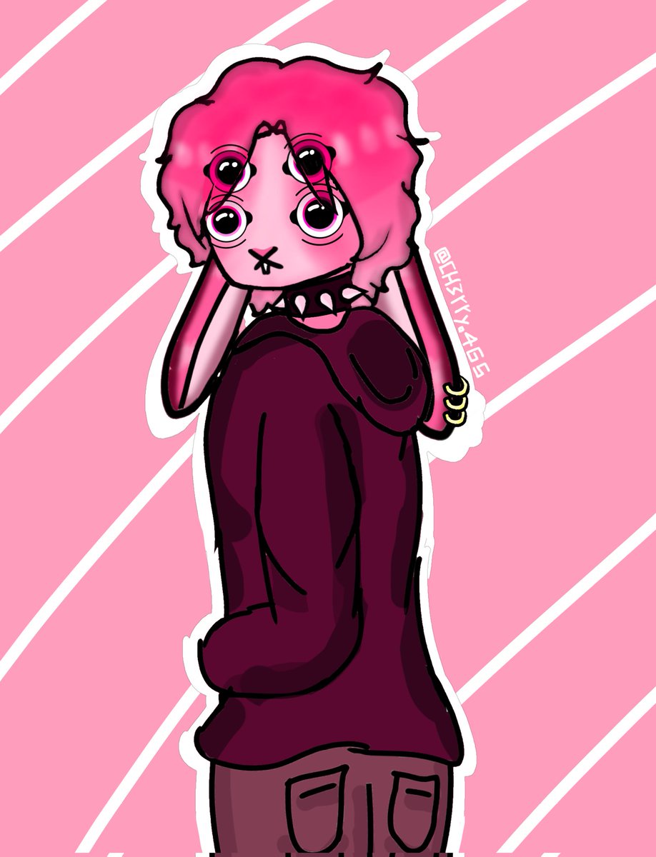 ch3rry4g5's tweet photo. Le cambié los ojos a los característicos de mi pj, los ojos grandes y saltones gg #pinkbunny #pinkrabbit #art #arte #furryart https://t.co/gUgS4DLigy