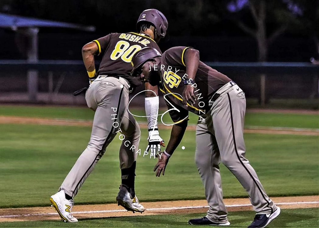 JEspinoza1634's tweet photo. San Diego Padres 2023 4th round draft pick Homer Bush Jr hits his first professional over the wall home run 7/27/23 vs the Chicago White Sox in the Arizona Complex League. https://t.co/lADT3esxuI