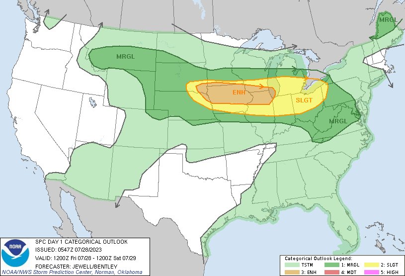 12:49am CDT #SPC Day1 Outlook Enhanced Risk: primarily over Iowa ...