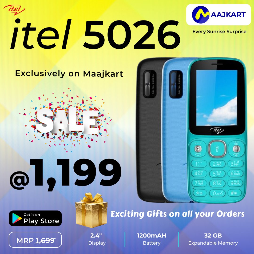 maajkart2025's tweet photo. Itel
Itel it5026
✅ 4 MB RAM | 4 MB ROM
✅ 6.1 cm (2.4 inch) Display
✅ Cellular Technology: 2G
✅ Battery: 1200 mAh

https://t.co/bhUXTmG2SE

#mobile #featurephone #itel #keypadmobile #keyphone #cashondelivery #freedelivery #offeronsale #bestdeals #goodquality #buynow https://t.co/agfmJfTKVS