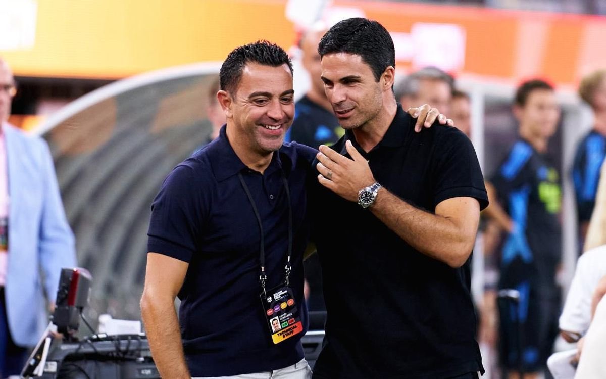 BarcaUniversal's tweet photo. Xavi and Arteta spoke before the game. From Arsenal they even questioned whether to play, because of the risk of injury. They decided to play, but carefully, without maximum intensity. Arsenal came out strong and that's why Xavi was surprised.

— @AdriaAlbets https://t.co/kGIgV4oDHc