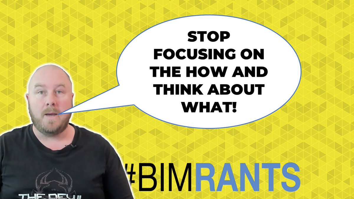 Nathan Hildebrandt (@digitalnath) on Twitter photo It's Friday afternoon and I am Fuming! Time for another BIM Rant. Why are the people that are writing information requirements so fixated on the how! Think about the what! If the focus was on the what, you might actually get the info you need.
youtube.com/watch?v=TaNNm5… It's Friday afternoon and I am Fuming! Time for another BIM Rant. Why are the people that are writing information requirements so fixated on the how! Think about the what! If the focus was on the what, you might actually get the info you need.
youtube.com/watch?v=TaNNm5…