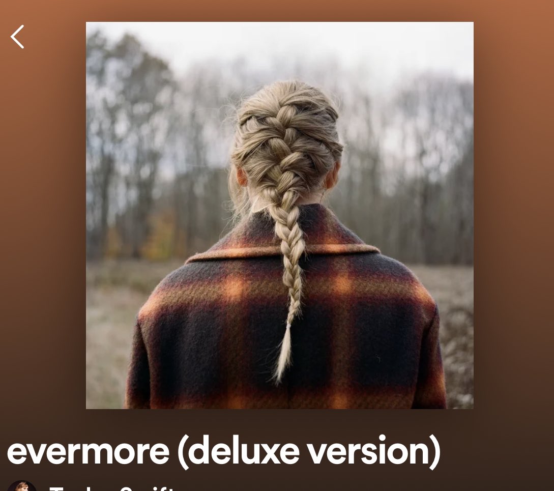 MosskMinerva's tweet photo. The whole soundtrack, the whole of evermore (turns out I don’t listen to a lot of “orange” music lol) https://t.co/vi0KlpK6gt