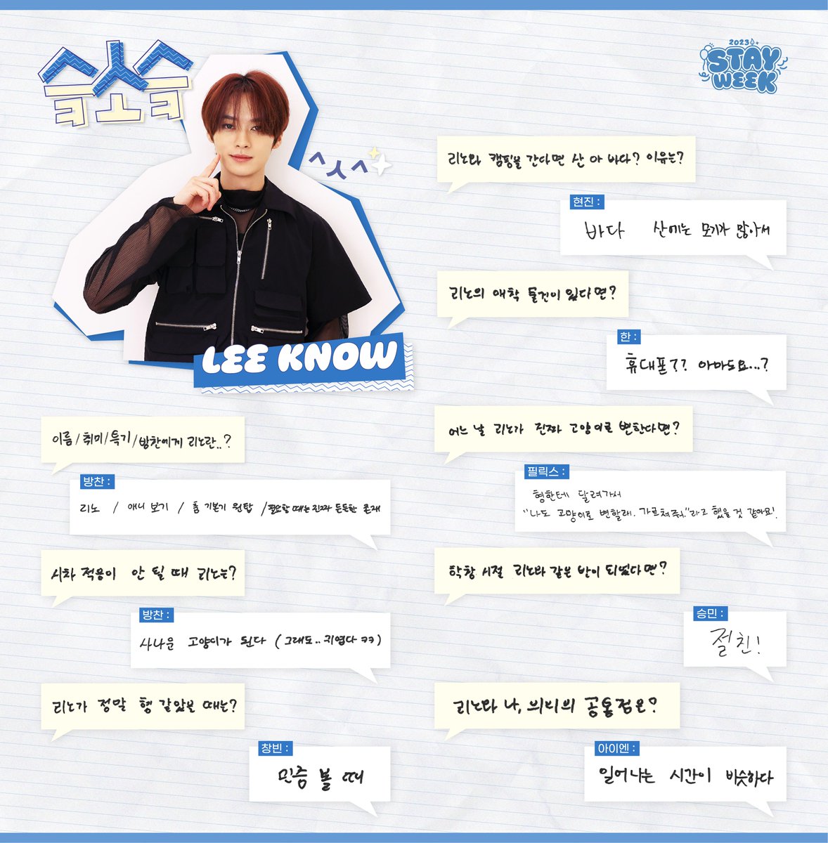 Stray_Kids's tweet image. [2023 STAYweeK]

^ㅅ^ (슼소슼)
스키즈가 소개하는 스키즈💙

#방찬 #BangChan
#리노 #LeeKnow
#창빈 #Changbin
#현진 #Hyunjin

#StrayKids #스트레이키즈
#STAY #스테이
#2023STAYweeK #스테이위크
#스테이크
#슼소슼
#YouMakeStrayKidsStay