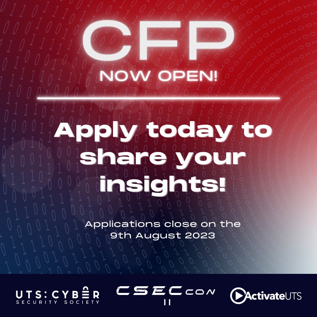 CSECconII is searching for facilitators and speakers! 📣
Applications for our Call for Papers are now open and we welcome you to apply! 😉Share your cybersecurity knowledge at CSECconII on September 16th, 2023 📅
Apply now: utscyber.org/cfp-csecconii
#CSECconII #cfp #IntoTheBreach