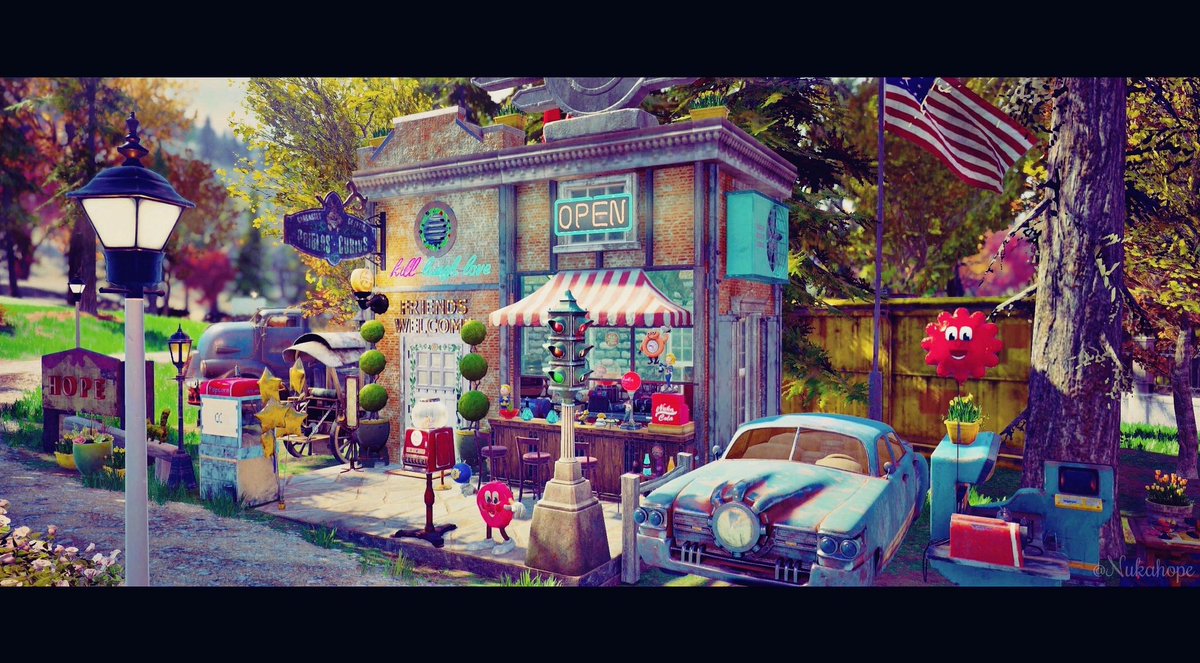 nukahope's tweet photo. My Camp♪♪
———Hope Town———
I have built a new camp.❗️😊🏡✨
The image of the camp is the 76’s town in the picture book.🍀
I added the interior to the reply.📷

新キャンプ,完成しました❗️😊🏡✨
絵本のFalloutの街をイメージしてます🍀
内装はリプ欄へどうぞ📷

#Fallout76
#Fallout76camp https://t.co/vBSDAeag5h