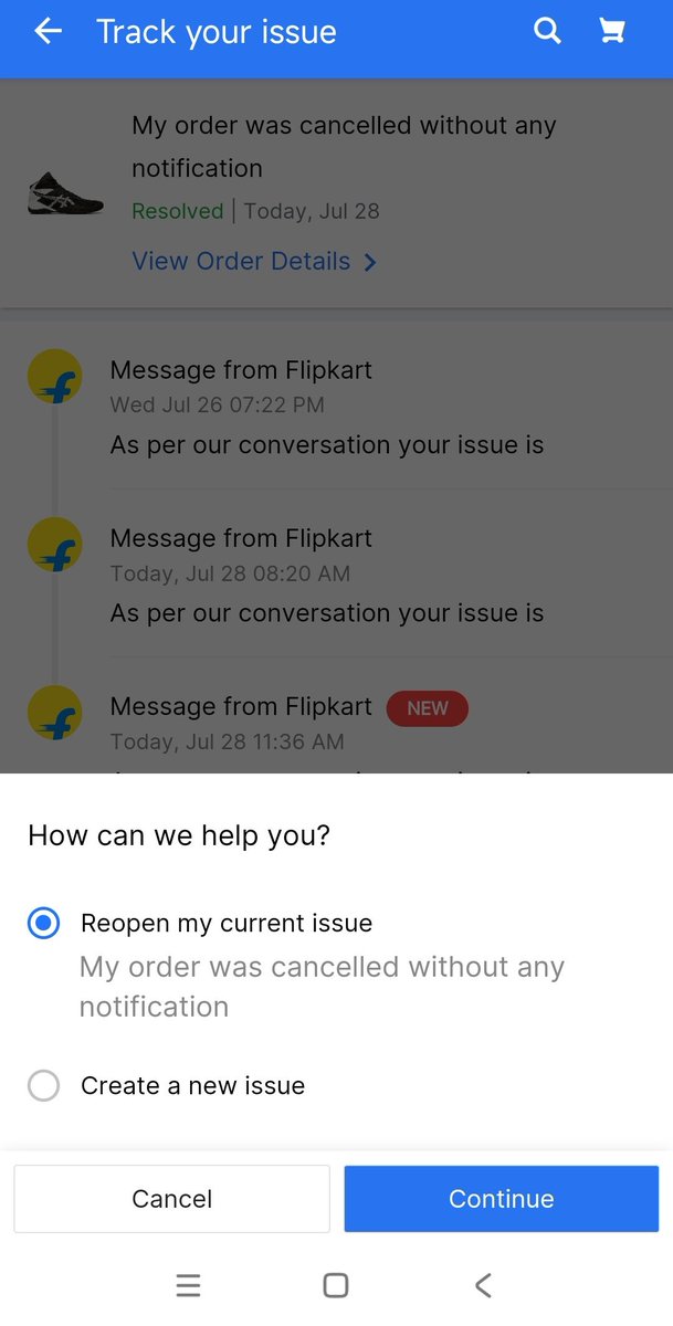 <a href="/flipkartsupport/">FlipkartSupport</a> You giving false promises to customer i.e. also a big crime. 
Why you marked as resolved?
I was unable to reopened this issue.
<a href="/flipkartsupport/">FlipkartSupport</a> why are you digging your grave?
Now I am ensuring you that I must going in consumer court for further reference.