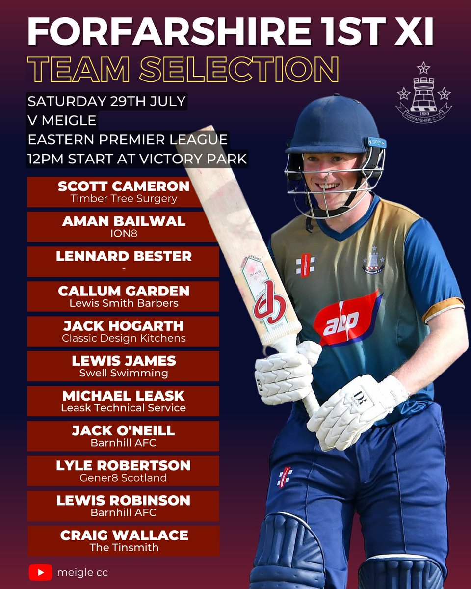the_forfs's tweet photo. TEAM NEWS!

Here’s the Forfarshire team for tomorrow’s Eastern Premier League visit to Meigle https://t.co/ZbP9mlIGSI