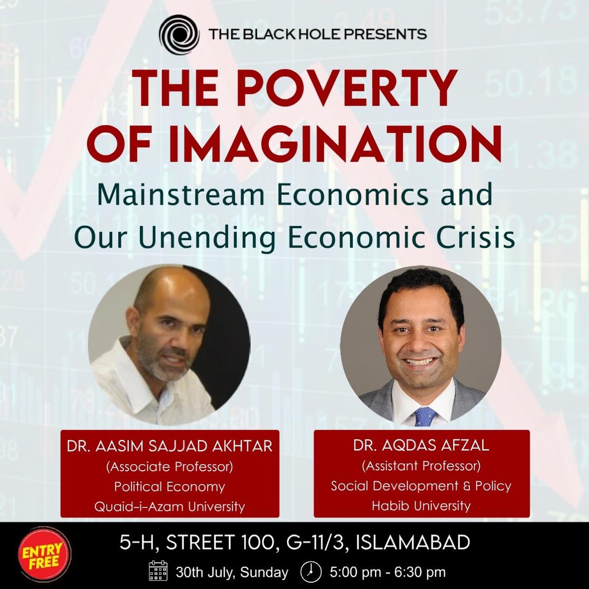 AqdasAfzal's tweet photo. FREE ENTRY &amp; SPECIAL INVITE to ALL #Islamabad people - students and young people, in particular - for this IMPORTANT DISCUSSION at THE BLACK HOLE this Sunday. Honored to share stage w/ @AasimSajjadA. https://t.co/Tt4CYuzgRt