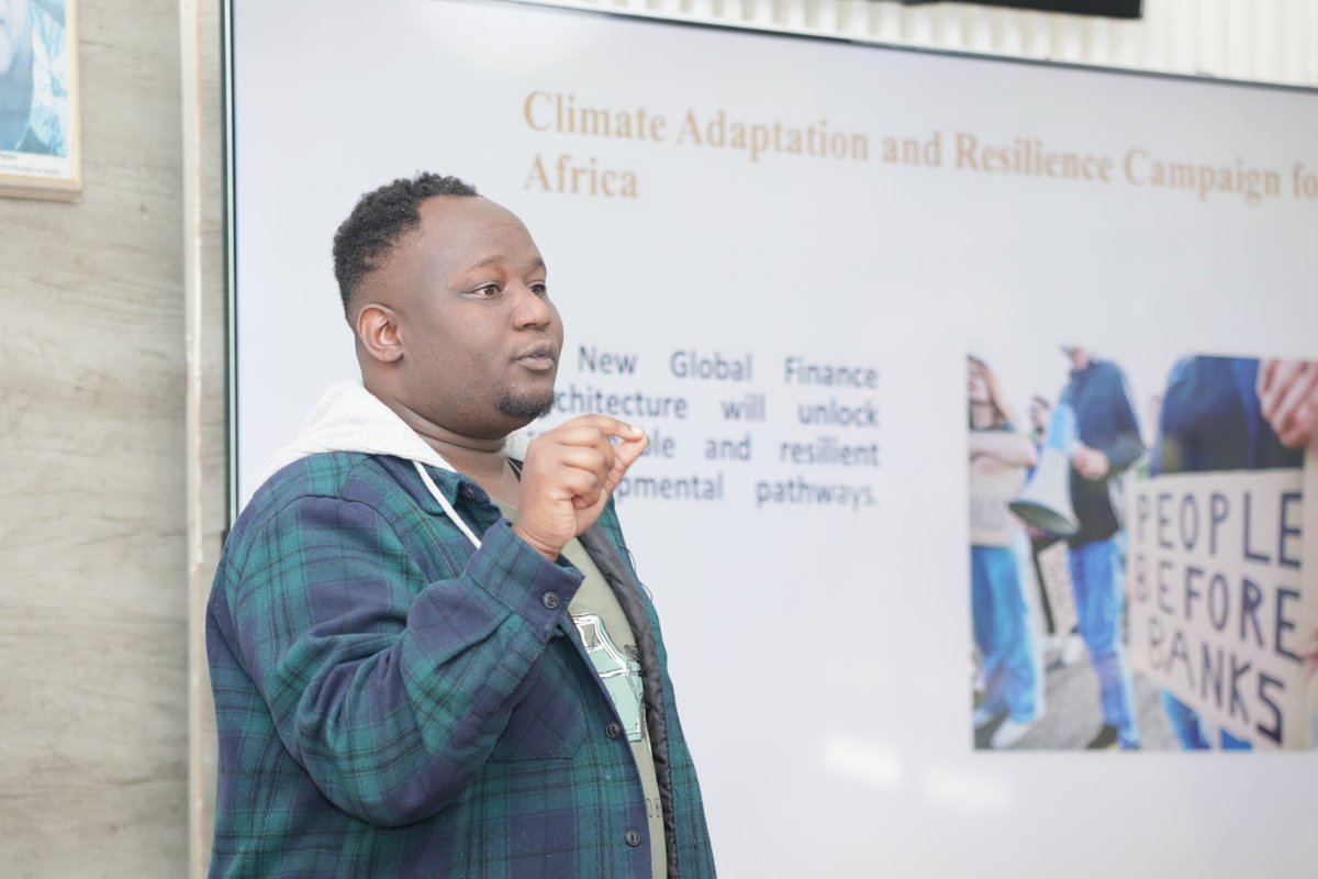 PowerShftAfrica's tweet photo. "A great campaign must have a clear goal and specific targets." ~ @DeanBhebhe, Campaigns Lead at Power Shift Africa, speaks on the essential ingredients for a successful #climateadaptation and resilience campaign in #Africa.