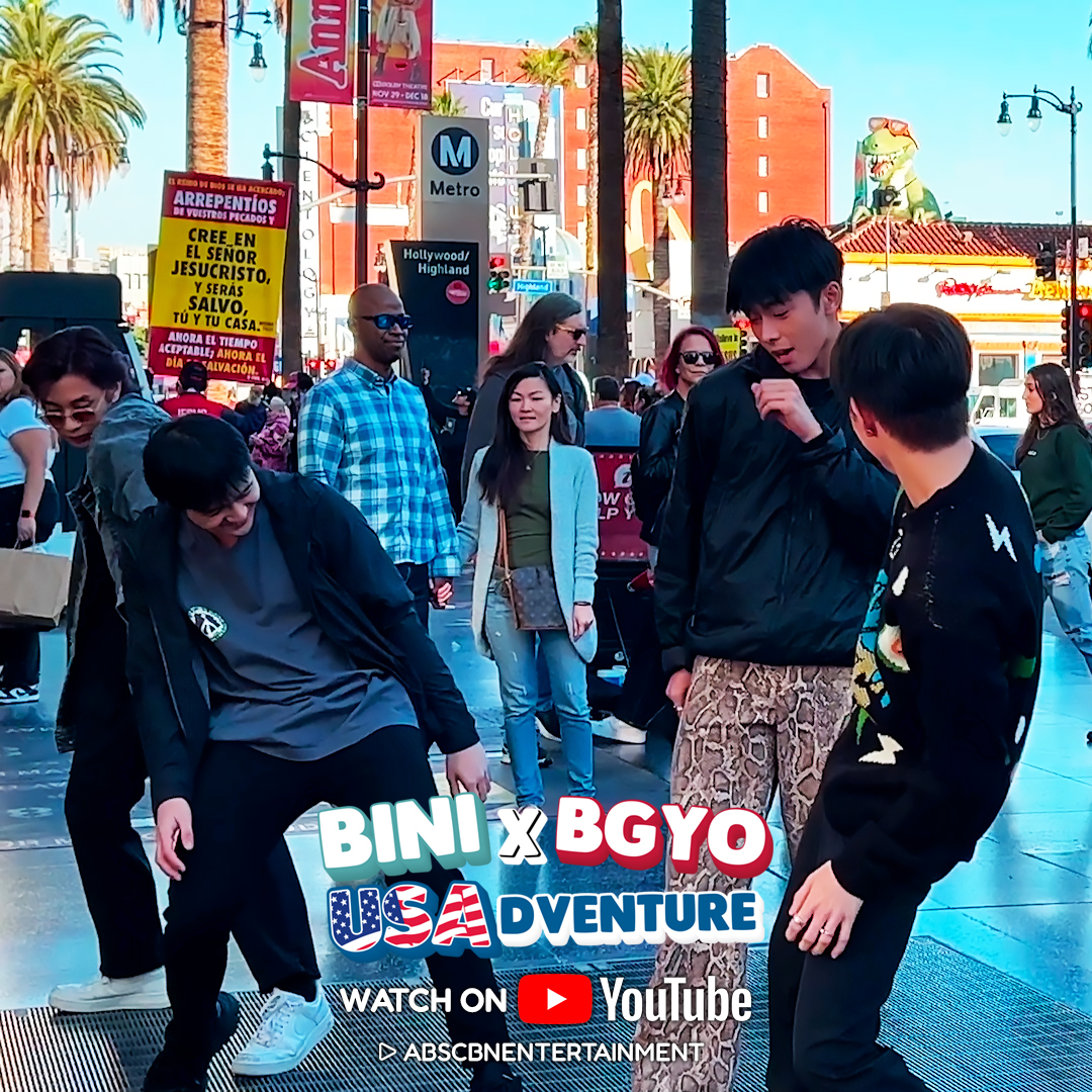 PPOP invades Hollywood!  Watch the impressive busking performance of the two groups on BINI x BGYO USA Adventure—only on YouTube! bit.ly/BINIXBGYOUSADV…