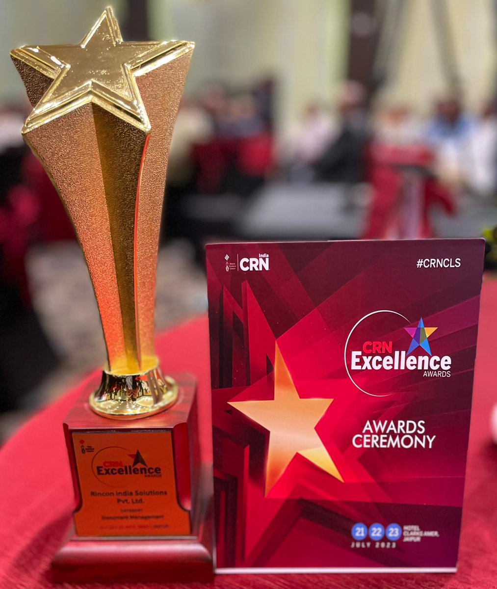 rinconindia's tweet image. 🏆 We are thrilled to announce that we have won the award for #DocumentManagementSystems at the prestigious #CRNCLS event in #Jaipur! 🎉 Thanks to our amazing team and valued clients for making this possible! #AwardWinners #BusinessAchievement