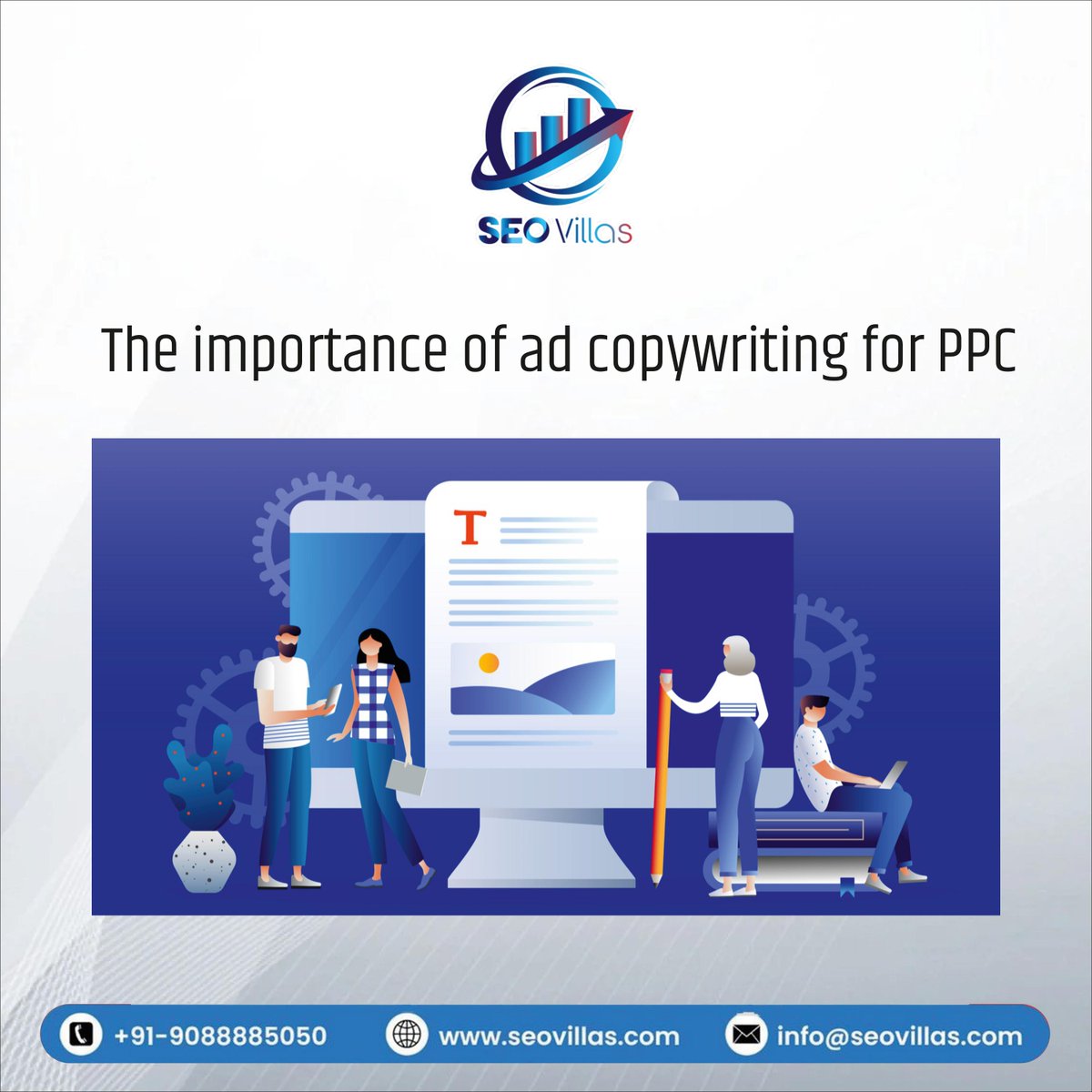 📢 Unlock the Power of #PPC with Stellar Ad Copy! ✨ At #SEOVillas Pvt. Ltd., we understand that persuasive ad copy is the 🔑 to unlocking higher ROI in your PPC campaigns. 💰 Let our expert team of copywriter's craft compelling, click-worthy ads for your business! #AdCopywriting
