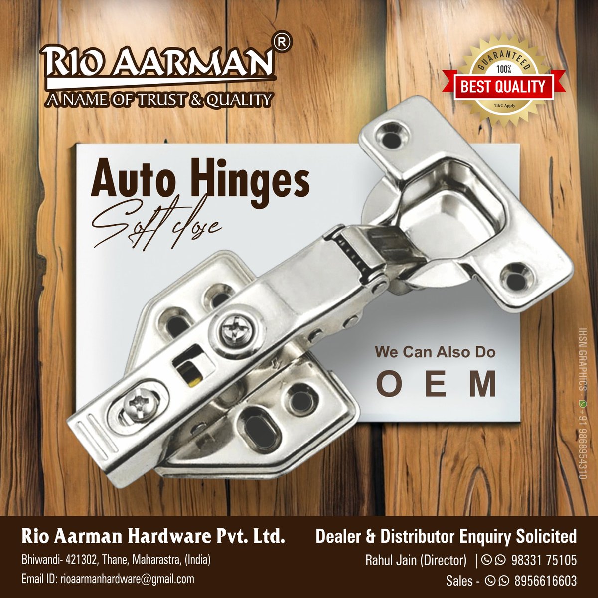 “𝐑𝐈𝐎 𝐀𝐀𝐑𝐌𝐀𝐍 𝐇𝐀𝐑𝐃𝐖𝐀𝐑𝐄' Brings Auto Hinges of best and premium Quality.

#Rioaarmanhardware #Aaro #doormagnet #profile #decorativeprofile #TandemBox #Kitchen #hardwarestore #AutoHinges #SlidingTrackRollers #Tendombox #hardware #OEM