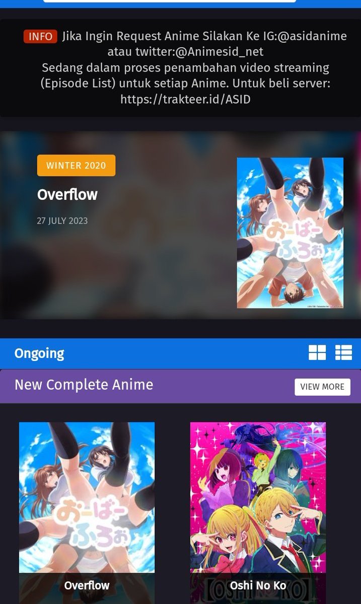 Animesid_net's tweet photo. Proses Upload Ya🙏😁
 (Iklanya Ga Ganggu Kok/Bahkan Ga Ada Iklan, Kalau Ada Itu Dari Server Pihak Ketiga) Yang Mau Nyobain👇

https://t.co/PuCigPmEYe

Animenya Masih Dalam Proses Upload Ya Jadi Baru Dikit🙏
Dan saya sendirian + blum tidur

#overflow #anime #animeh #OshiNoKo https://t.co/y4GtpnjFWJ