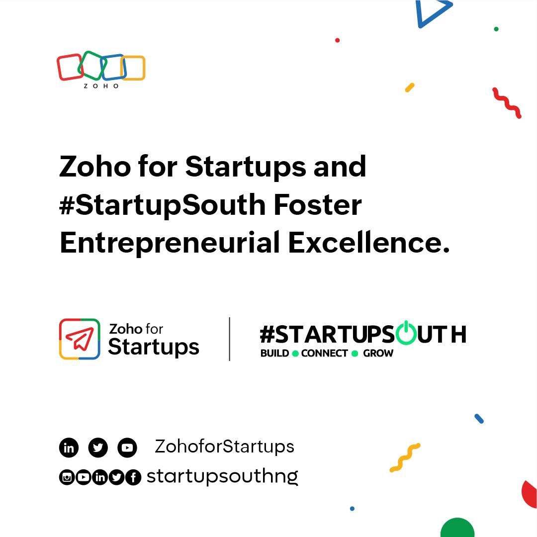 Excited to officially announce our partnership with <a href="/ZohoforStartups/">Zoho for Startups</a>. This gives Startups in our Community access to almost NGN500k worth of <a href="/Zoho/">Zoho</a> Credit to use any tool your business needs.  #StartupSouth8