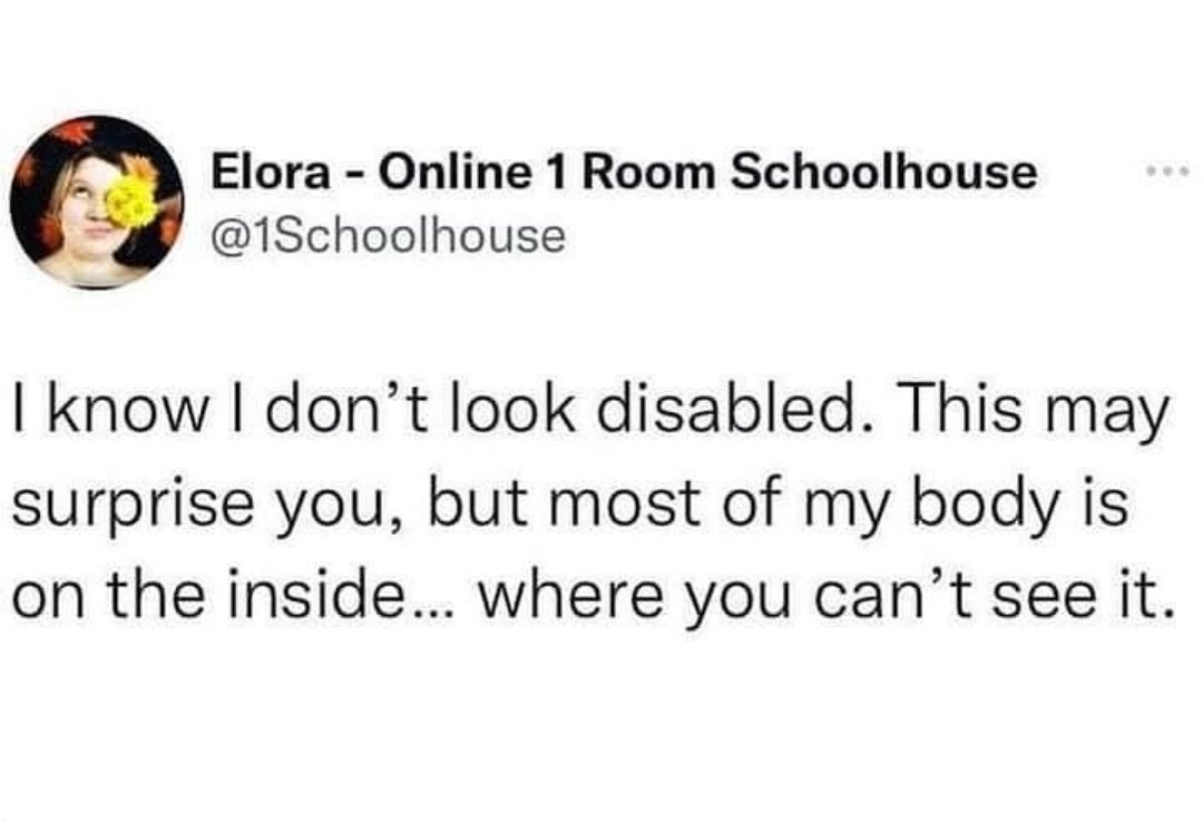 It always gives me a shock when people assume disabilities like #MECFS aren't as bad as, say, losing an arm.
#EDS #POTS #MCAS #pwME