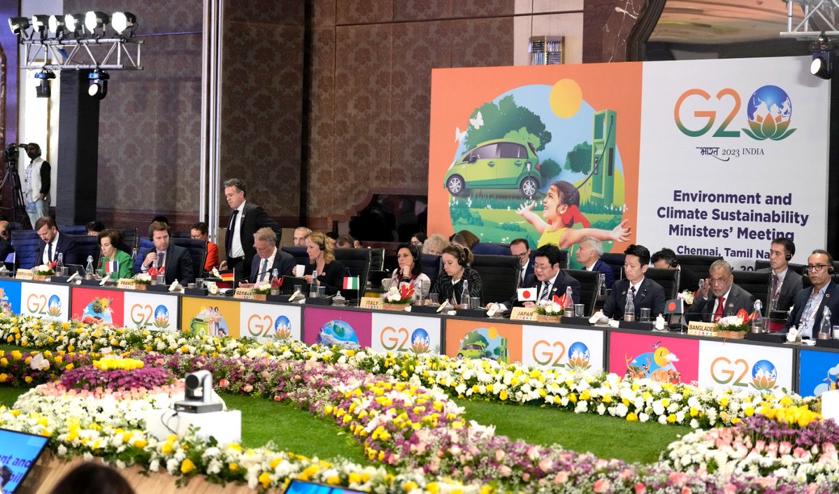 The Presidency documents on Blue Economy and Resource Efficiency &amp; Circular Economy were unveiled at the first session of the Ministerial meet at the 4th ECSWG in Chennai.

#G20India
#G20Nation
#MissionLiFE
#ProPlanetPeople

<a href="/g20org/">G20 South Africa</a>
