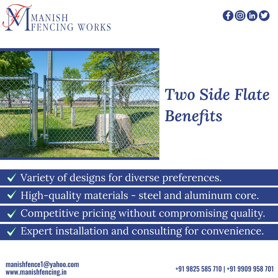 Manish Chain Link Fencing: Quality, Variety & Expertise in Ahmedabad! Get durable chain-link fences for homes & businesses.

manishfencing.in/two-side-flate

#ManishFencingWorks #twosideflate #benifits #premiumsteel #premiumaluminum #Ahmedabad