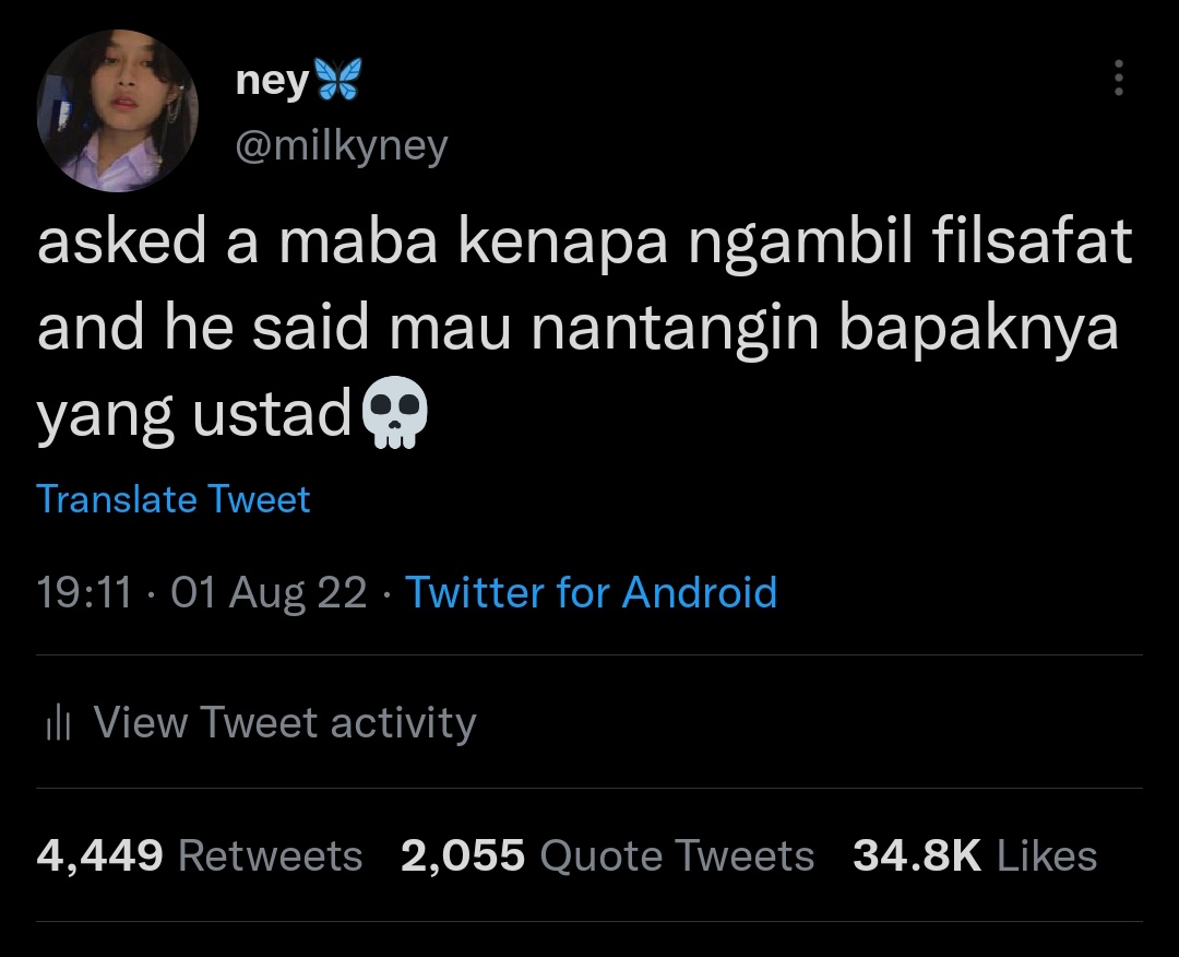 MlLKYNEY's tweet image. not me getting ANOTHER maba filsafat hit tweet💀💀